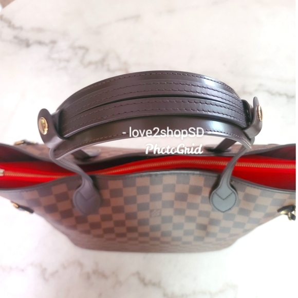 Dark brown leather shoulder pad for LV Neverfull Damier Ebene Leather Straps - Picture 3 of 6